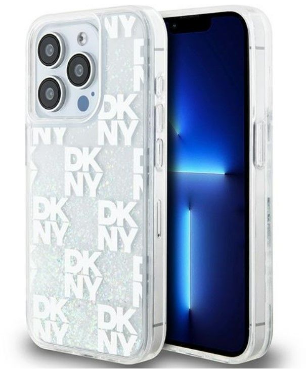 Чехол на заднюю панель DKNY Apple iPhone 15 Pro 6.1 hardcase Liquid Glitter Multilogo White