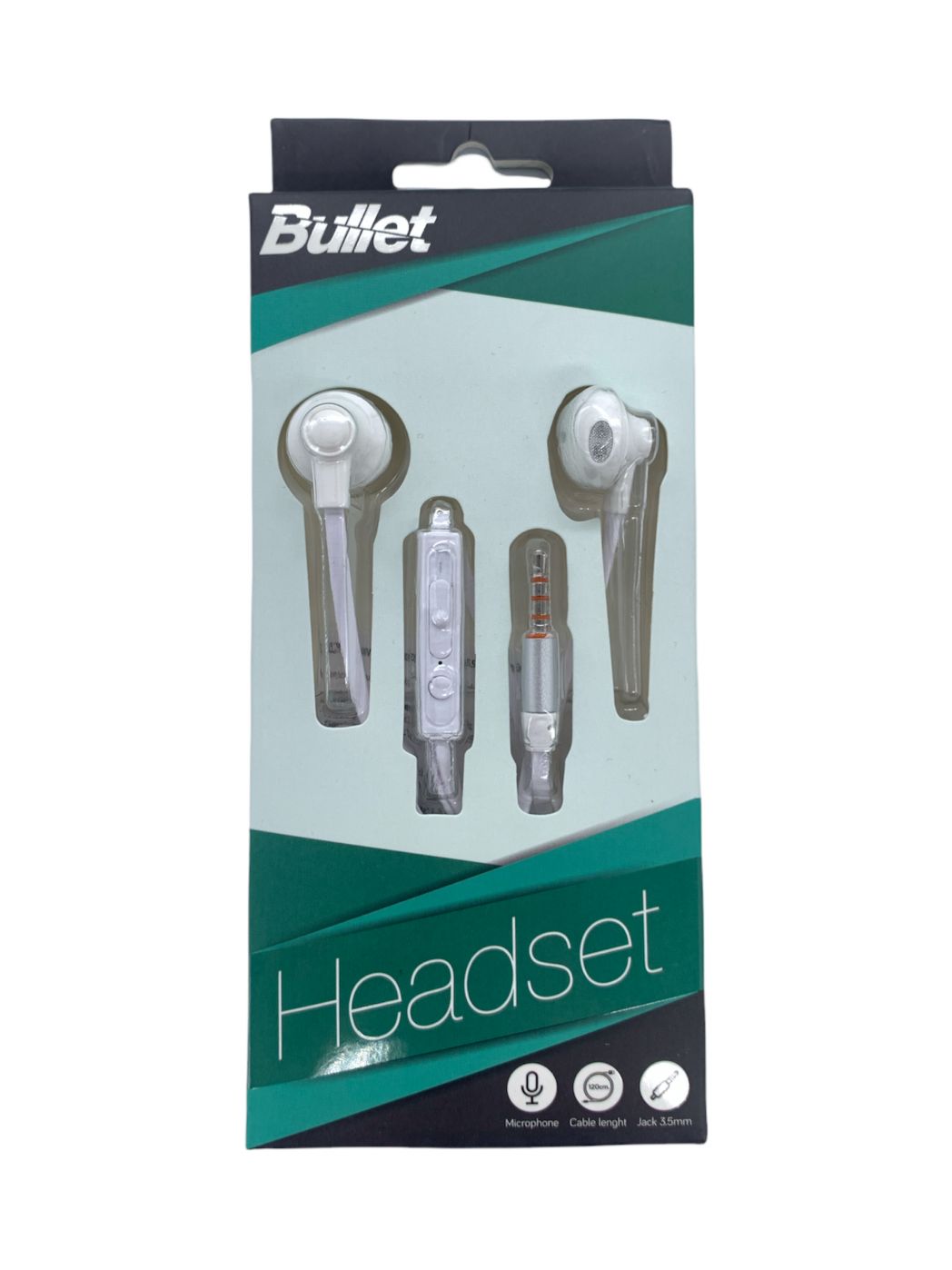 Wired headphones -  BULLET Earphones 3.5mm, 120 cm. White