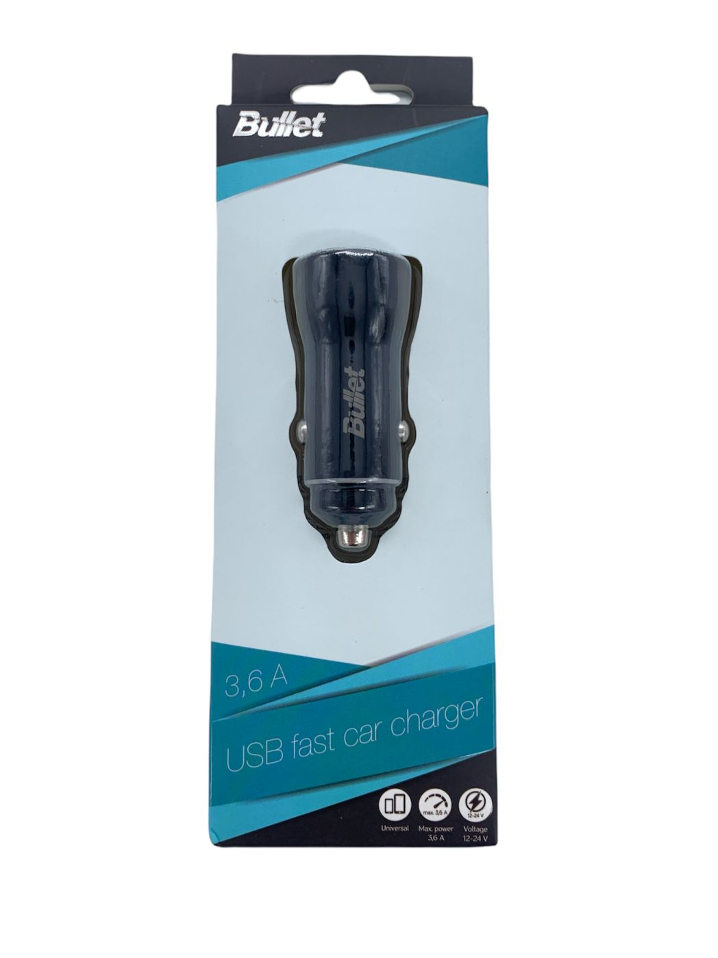 Adapter -  BULLET USB Car Charger Q3.0 + Type C 2.4A Black