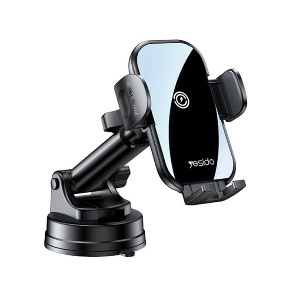 Авто держатель yesido  C197 15W Fast Charging Wireless Car Charger | 360 Rotating Suction Cup Air Vent | Phone Holder Black