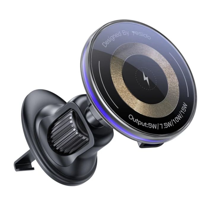Automaatne hoidja yesido  15W Air Outlet Car MagSafe Magnetic Wireless Charging Holder Black
