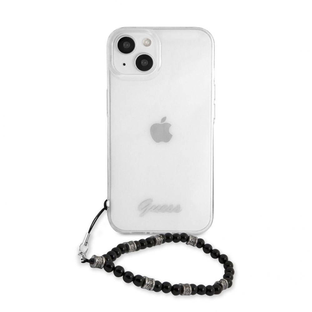 Чехол на заднюю панель Guess Apple iPhone 13 PC Script and Black Pearls Case Transparent