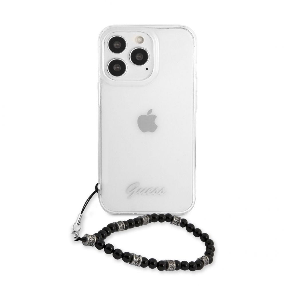 Tagakaaned Guess Apple iPhone 13 Pro PC Script and Black Pearls Case Transparent