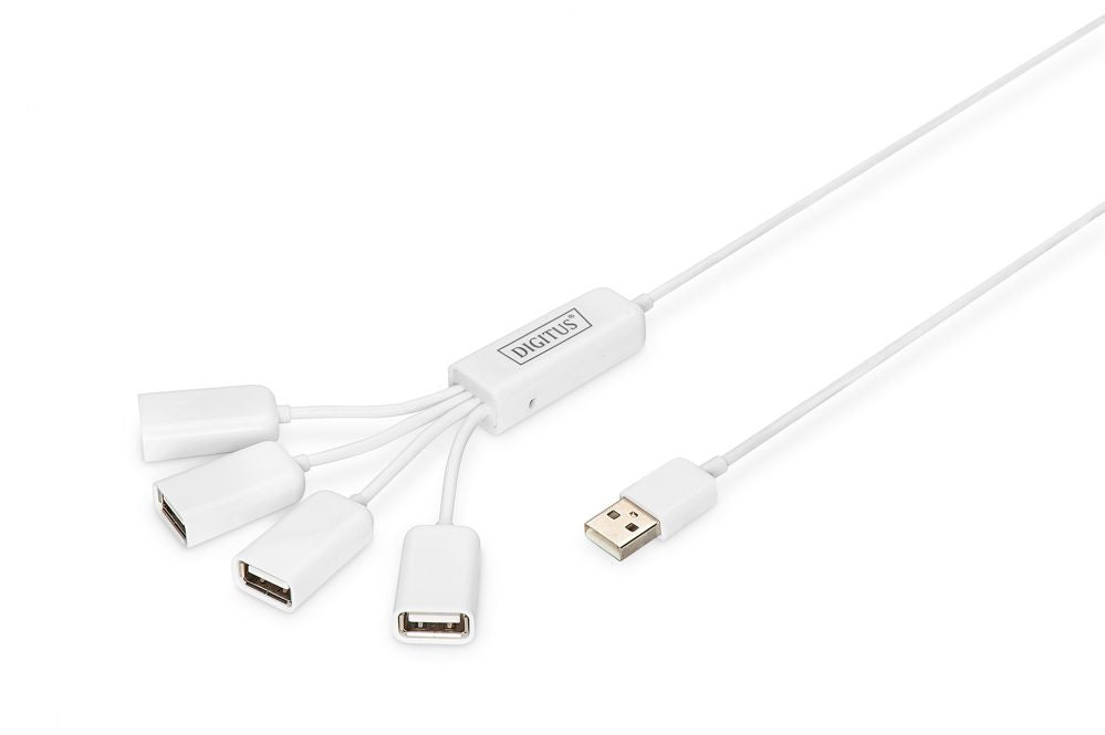 Другой аксессуар для компьютера Digitus  USB 2.0 Cable Hub, 4-Port 4x USB A/F, 1x USB A male, DC2.5mm (PSU not incl.) DA-70216
