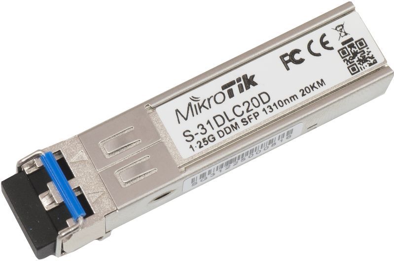 Сервер - Прочие аксессуары Mikrotik  S-31DLC20D SFP, Single-Mode Fiber, Dual LC, 10/100/1000 Mbit/s, Wavelength 1310 nm, Maximum transfer distance 20000 m, -40 to +70C
