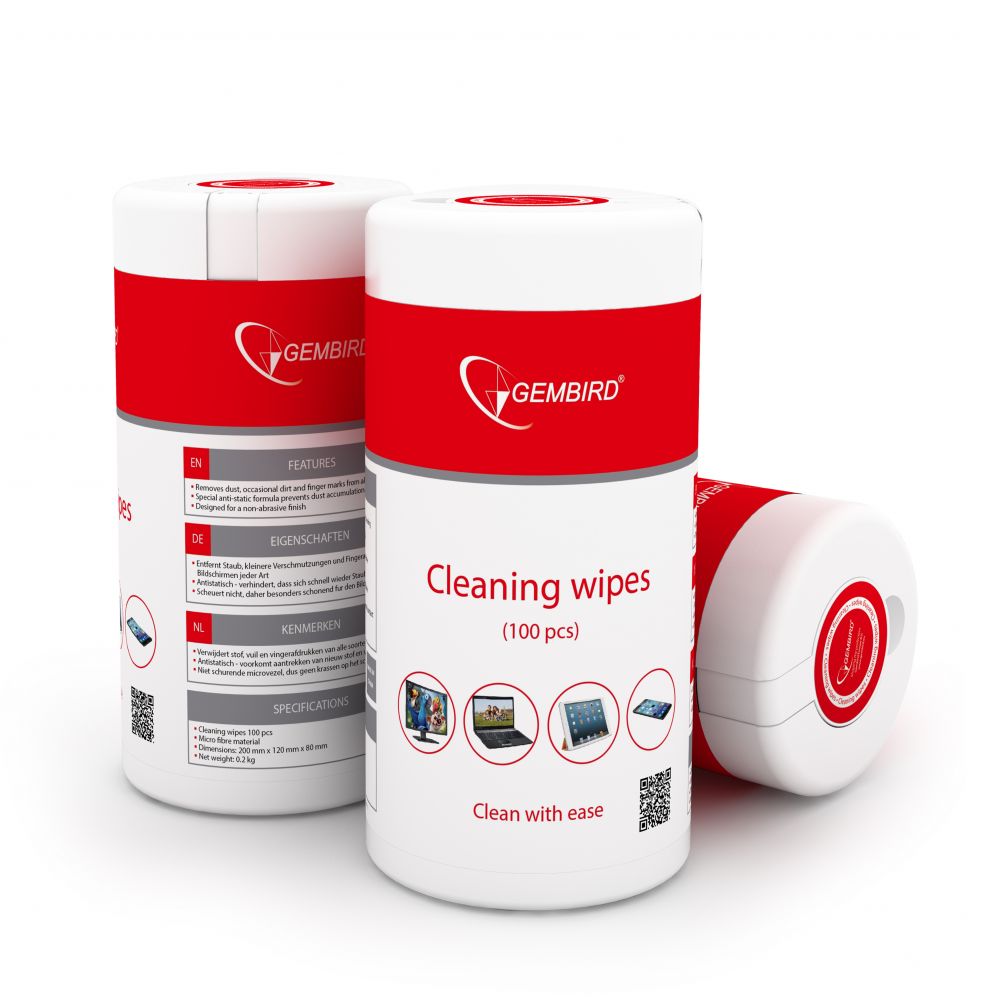 Kontoritarbed Gembird  CK-WW100-01 Cleaning wipes, 100 pcs, LCD and TFT Screens