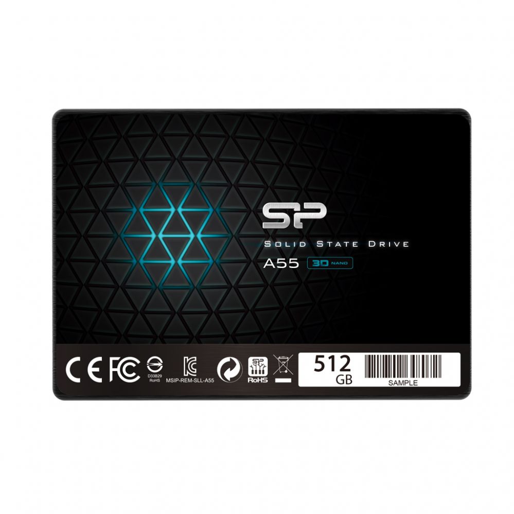 Жесткий диск SSD Silicon power  A55 512 GB, SSD form factor 2.5", SSD interface SATA, Write speed 530 MB/s, Read speed 560 MB/s