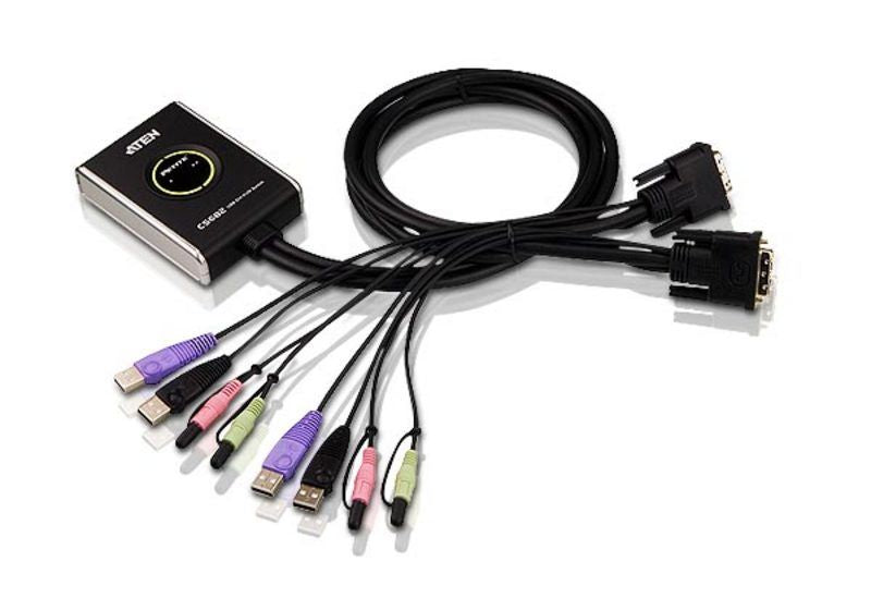 Сервер - Прочие аксессуары Aten  2-Port USB DVI/Audio Cable KVM Switch with Remote Port Selector