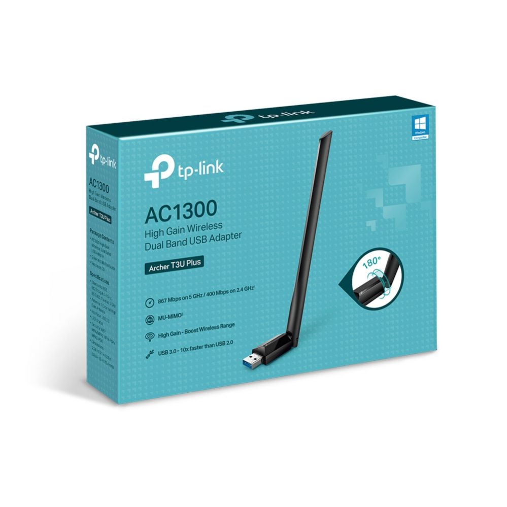 Muu arvutitarvik TP-Link  Dual Band USB Adapter Archer T3U Plus 2.4GHz/5GHz, 802.11ac, AC1300, External Antenna, MU-MIMO Technology