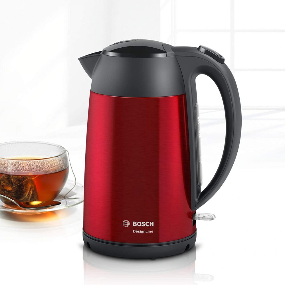 Teapot Bosch  Kettle DesignLine TWK3P424 Electric, 2400 W, 1.7 L, Stainless steel, 360° rotational base, Red