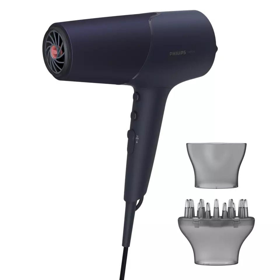 Näokaitse Philips  Hair Dryer BHD510/00 2300 W, Number of temperature settings 3, Ionic function, Diffuser nozzle,  Blue/Metal