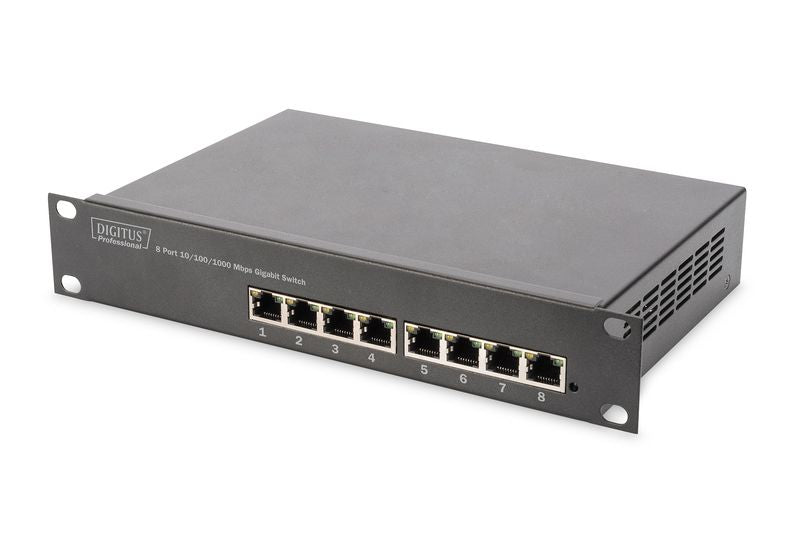 Server – muud tarvikud Digitus  8-port Gigabit Ethernet Switch  DN-80114 10/100/1000 Mbps (RJ-45), Unmanaged, Rackmountable, Power supply type Internal, Ethernet LAN (RJ-45) ports 8