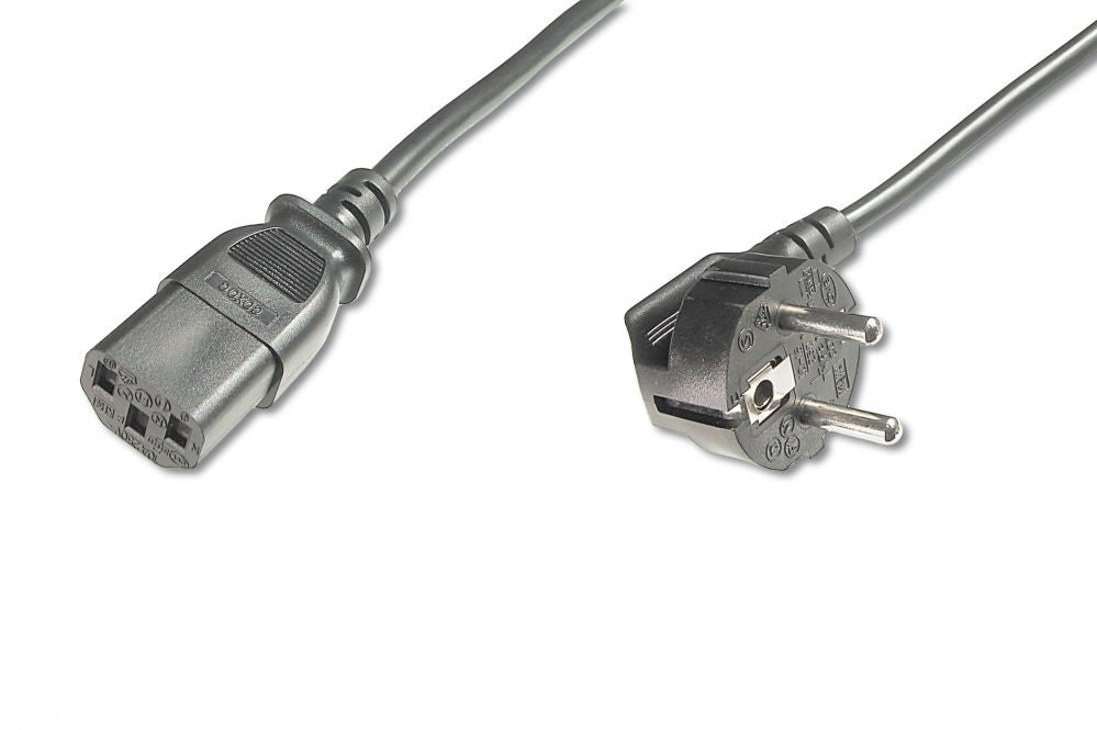 Кабель Digitus  Power Cord, Schuko (CEE 7/7 ) 90ø angled - C13 M/F, H05VV-F3G 0.75qmm 0.75 m, Black