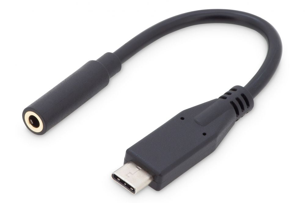 Ruuterid Digitus  USB Type-C Audio adapter cable, Type-C - 3.5mm M/F, 0.2m, Audio input/output, Version 3.1 AK-300321-002-S	 Black, 3.5mm, Type-C
