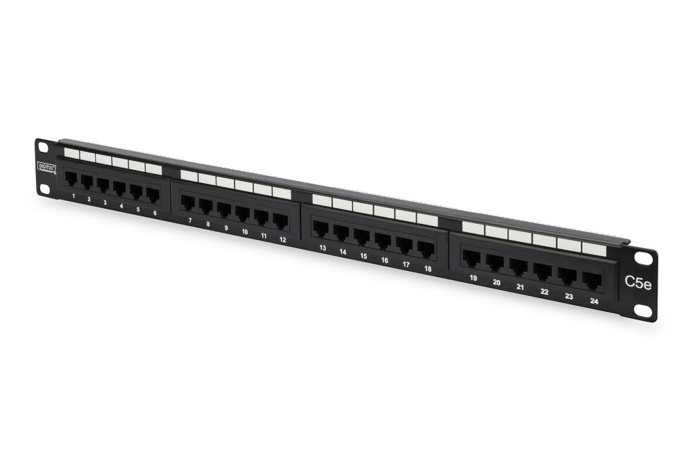 Muud kaubad Digitus  Patch Panel DN-91524U Black, 48.2 x 4.4 x 10.9 cm, Category: CAT 5e; Ports: 24 x RJ45; Retention strength: 7.7 kg; Insertion force: 30N max