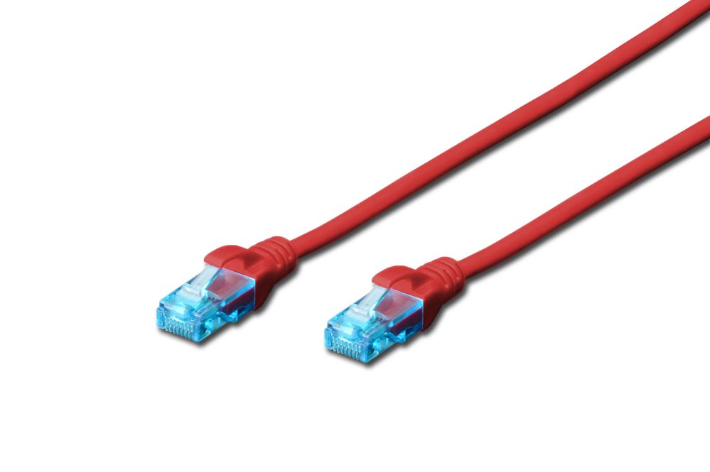 Converter Digitus  CAT 5e U-UTP Patch cord, PVC AWG 26/7, Modular RJ45 (8/8) plug, 0.5 m, Red