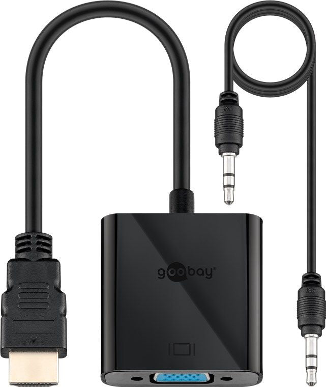 Üleminek Goobay  HDMI/VGA adapter, nickel plated 68793 Black