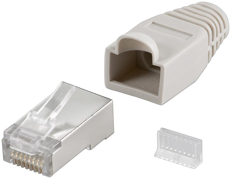 Üleminek Goobay  68746  RJ45 plug, CAT 5e STP shielded with strain-relief boot, grey