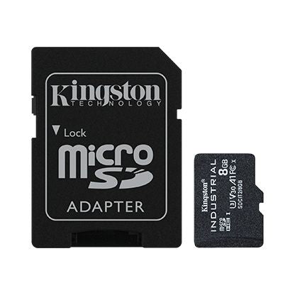 Mälukaardid Kingston  UHS-I 8 GB, microSDHC/SDXC Industrial Card, Flash memory class Class 10, UHS-I, U3, V30, A1, SD Adapter