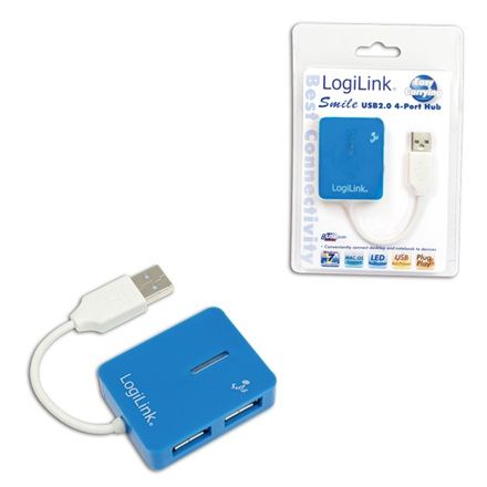 Ruuterid Logilink  USB 2.0 Hub 4-Port, Smile, Blue