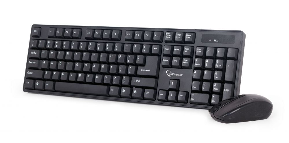 Computer keyboard Gembird  KBS-W-01  Keyboard and Mouse Set, Wireless, Mouse included, Batteries included, US, Black, Numeric keypad, 390 g