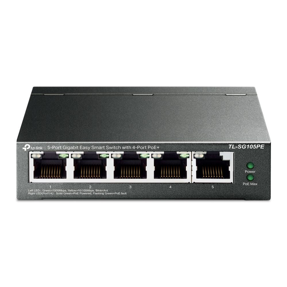 Сервер - Прочие аксессуары TP-Link  Switch TL-SG105PE Unmanaged, Desktop, 10/100/1000 Mbit/s, Ethernet LAN (RJ-45) ports 5, PoE+ ports quantity 4, Power supply type External