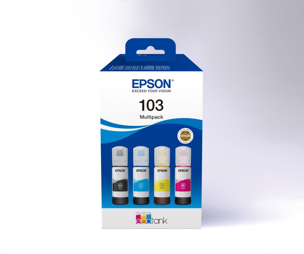 Аксессуары и расходные материалы EPSON  103 EcoTank Ink Cartridge, Black, Cyan, Magenta, Yellow, Multipack 4-colours