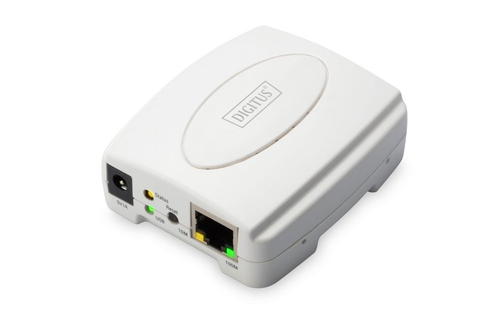 Muu arvutitarvik Digitus  USB Print Server, 1-Port 1x RJ45, 1x USB A, USB 2.0 DN-13003-2 White