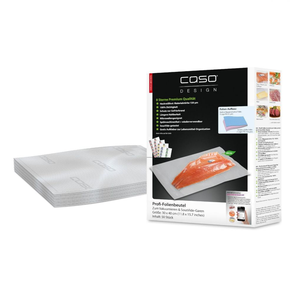 Filtrid ja tarvikud Caso  Foil bags 01220 50 units, Dimensions (W x L) 30 x 40 cm, Ribbed