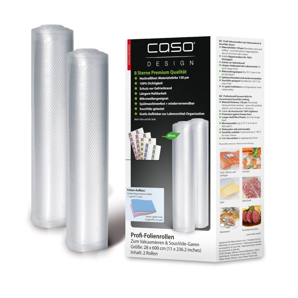 Filtrid ja tarvikud Caso  Foil rolls 01223 2 units, Dimensions (W x L) 28 x 600 cm, Ribbed