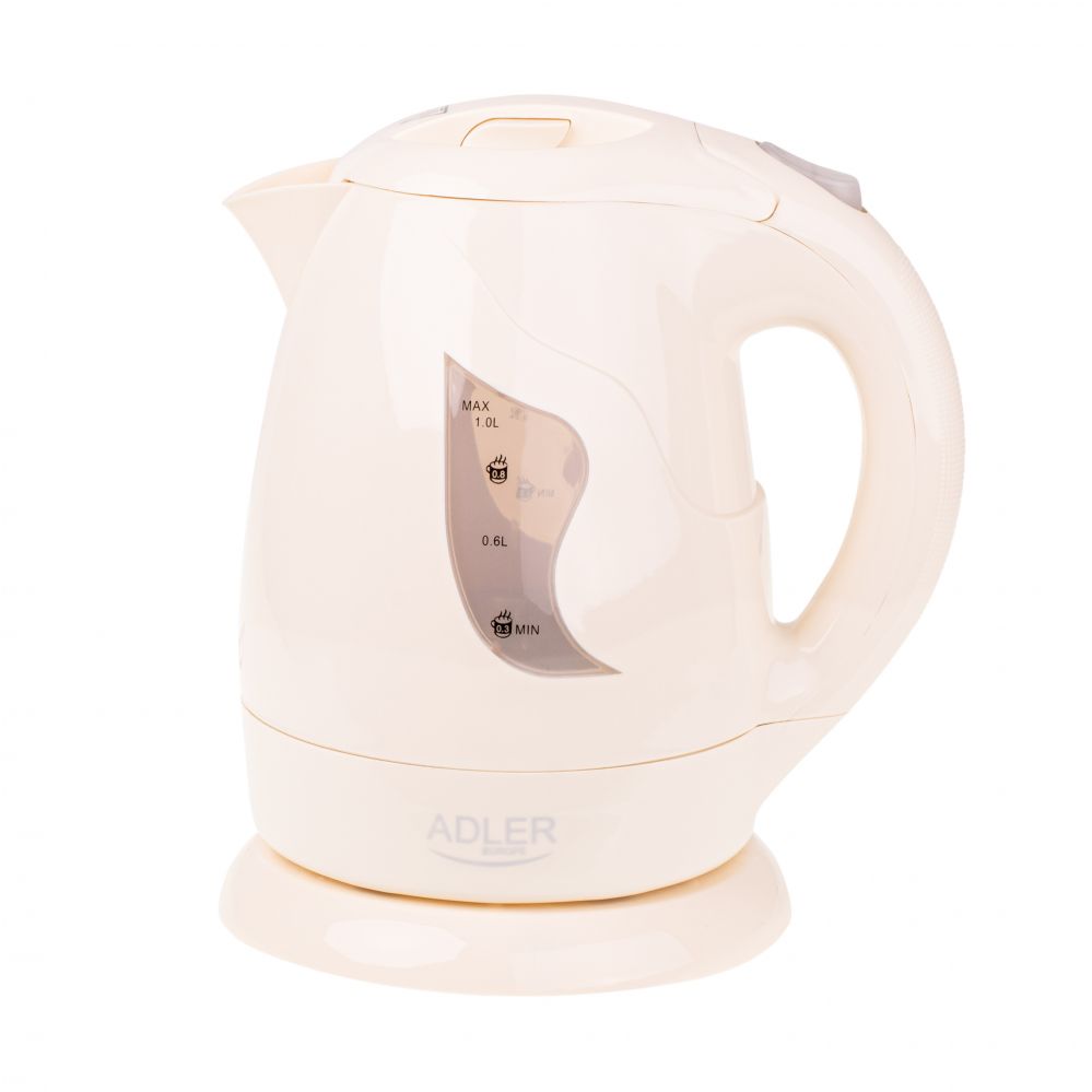 Teapot Adler Kettle AD 08 b Standard, Plastic, Beige, 850 W, 360° rotational base, 1 L