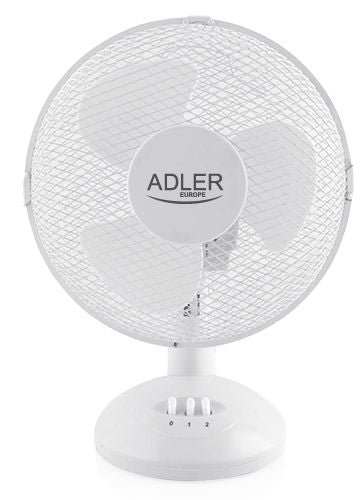 Fan Adler  AD 7302 Desk Fan, Number of speeds 2, 60 W, Oscillation, Diameter 23 cm, White