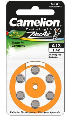 Другой аксессуар для компьютера Camelion  A13/DA13/ZL13, Zinc air cells, 6 pc(s)