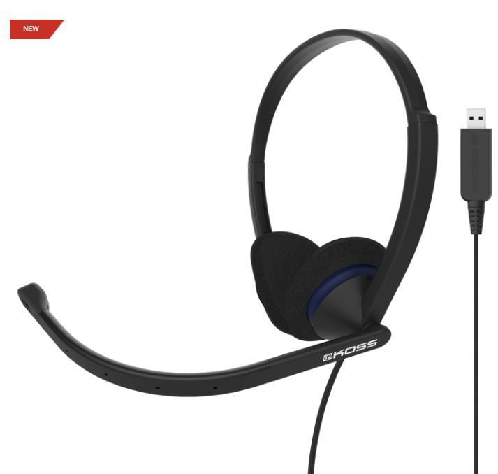 Juhtmevabad kõrvaklapid Koss  Headphones CS200 USB Wired, On-Ear, Microphone, USB Type-A, Black