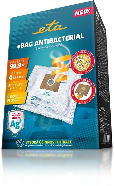 Tolmuimeja tarvik ETA  Vacuum cleaner bags Antibacterial 960068020 Suitable for all , Gallet bagged vacuum cleaners and others (the list attached), Number of bags 5 + microfilter 155x145 mm