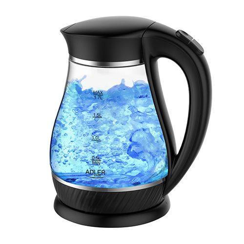 Veekeetja Adler  Kettle  AD 1274  Standard, Plastic, glass, Black/ transparent, 2200 W, 360° rotational base, 1.7 L