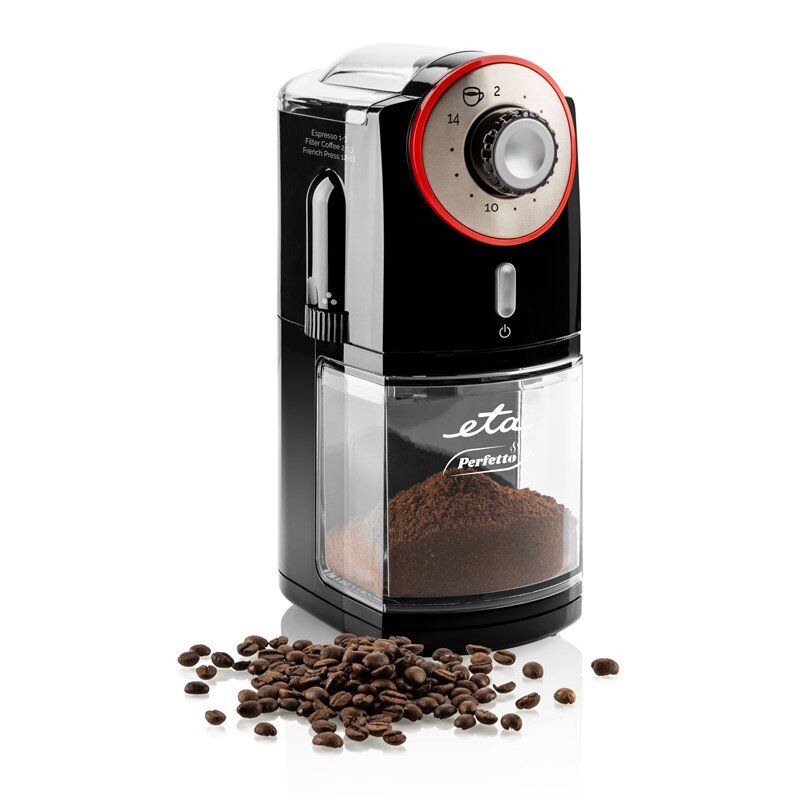 Кофеварка ETA  Grinder Perfetto 006890000 100 W, Coffee beans capacity 200 g, Number of cups Up to 14 pc(s), Lid safety switch, Black