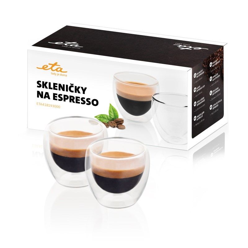 Other small household appliances ETA  Espresso cups 418193000 For espresso coffee, 2 pc(s), Dishwasher proof, Glass