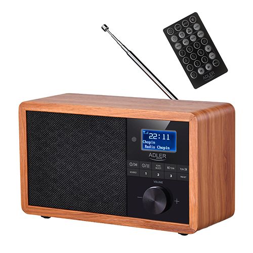 Interaktiivne lahendus Adler  Radio DAB+ Bluetooth AD 1184	 Display LCD, Black/Brown, Alarm function