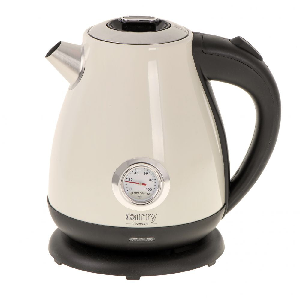 Чайник Camry  Kettle with a thermometer CR 1344 Electric, 2200 W, 1.7 L, Stainless steel, 360° rotational base, Cream