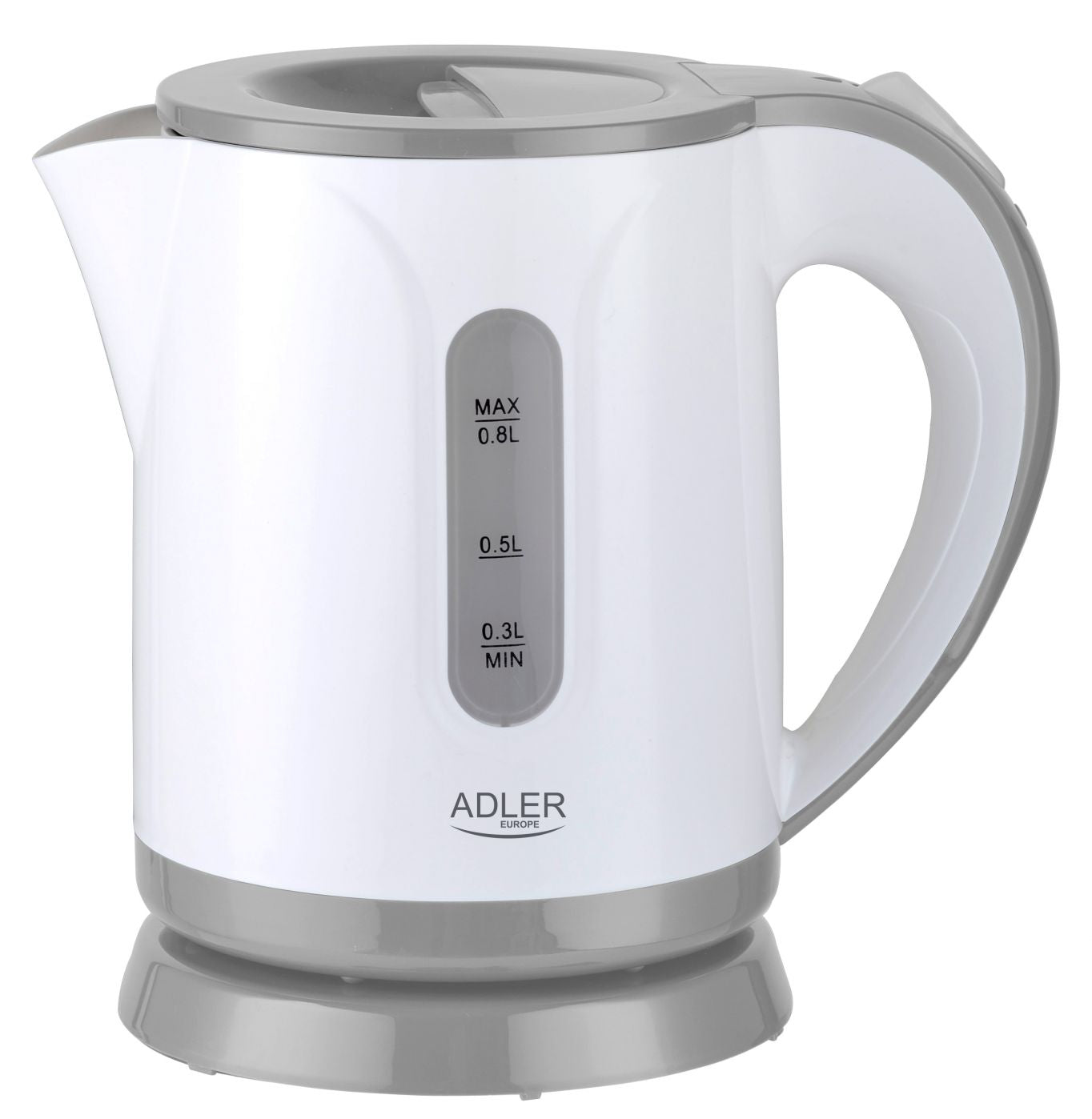 Veekeetja Adler  Kettle AD 1371g Electric, 850 W, 0.8 L, Stainless steel/Polypropylene, 360° rotational base, White/Grey