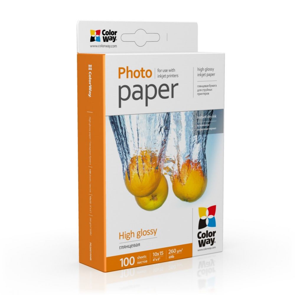 Kontoritarbed ColorWay  Photo Paper 	PG2601004R Glossy, White, 10 x 15 cm, 260 g/m²