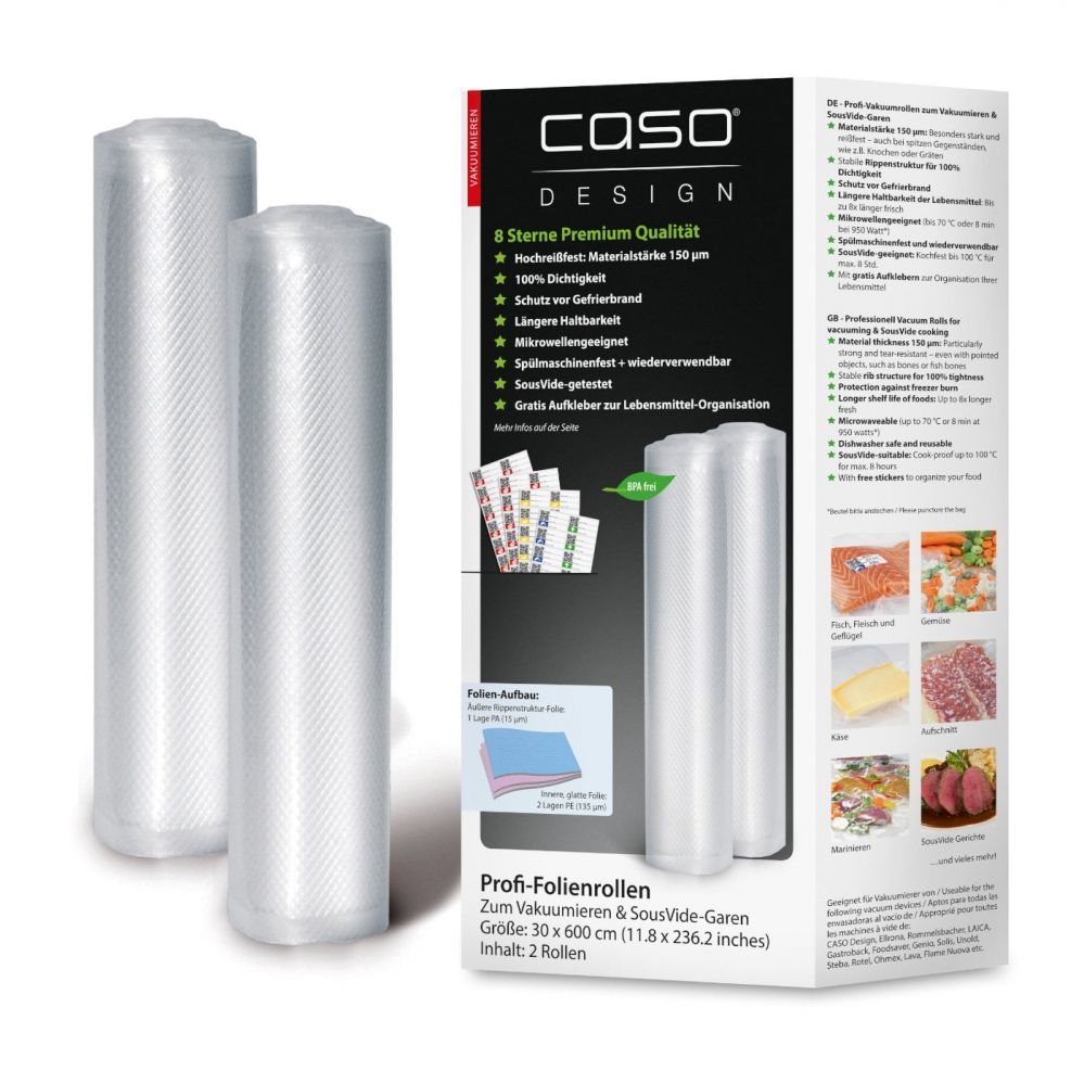 Filtrid ja tarvikud Caso  Foil rolls 01222 2 units, Dimensions (W x L) 30 x 600 cm, Ribbed