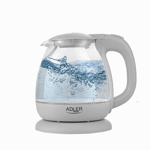 Veekeetja Adler  Kettle AD 1283G Standard, 1100 W, 1 L, Plastic/Glass, Grey, 360° rotational base