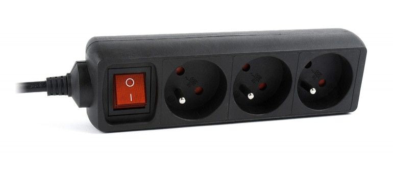 Kaabel EnerGenie  EG-PSU3F-01 UPS power strip, 3 FR sockets, 10 A, C14 plug, 0.6 m cable, black  0.6 m