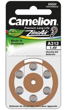 Другой аксессуар для компьютера Camelion  A312/DA312/ZL312, Zinc air cells, 6 pc(s)
