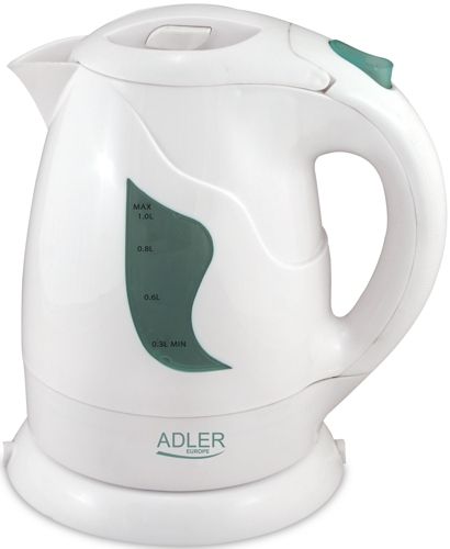 Чайник Adler  AD 08 Standard kettle, Plastic, White, 850 W, 1 L, 360° rotational base