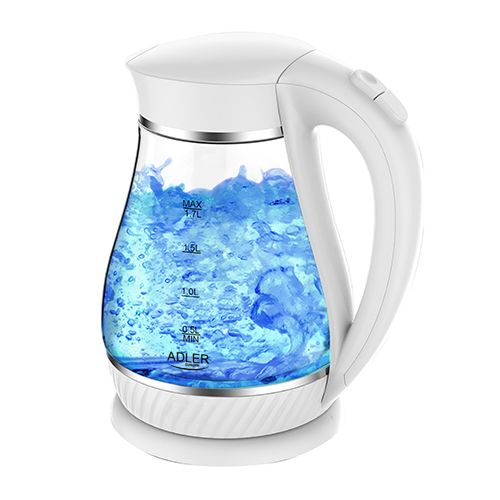 Veekeetja Adler  Kettle AD 1274 Standard, Plastic, glass, White/ transparent, 2200 W, 360° rotational base, 1.7 L