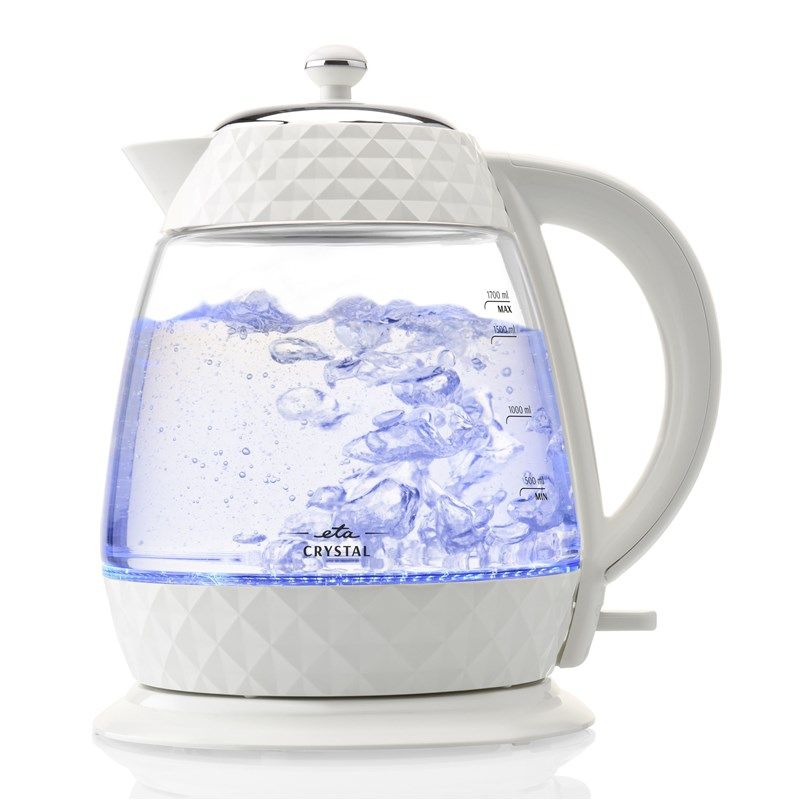 Veekeetja ETA  Crystal Kettle 315490010 Electric, 2200 W, 1.7 L, Glass, 360° rotational base, Glass/White