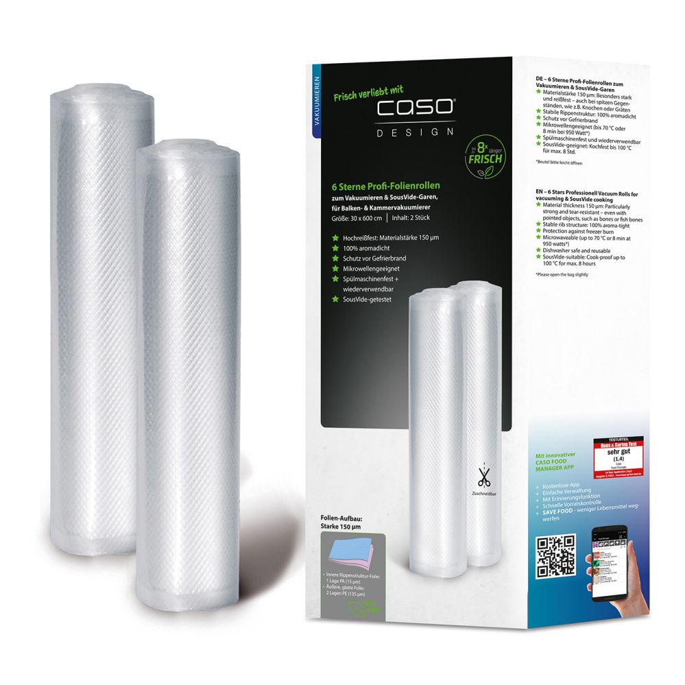 Accessories and filters Caso  Vacuum Rolls 01248 2 pcs, Dimensions (W x L) 30 x 600 cm, Transparent